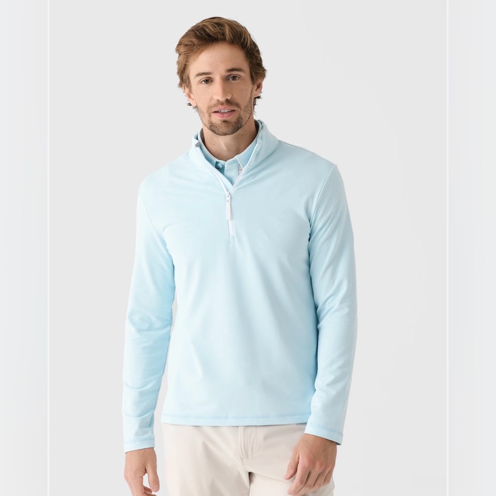 NWT G/FORE Men's Brushed Back Tech Terry Quarter Zip Pullover Daybreak XL
